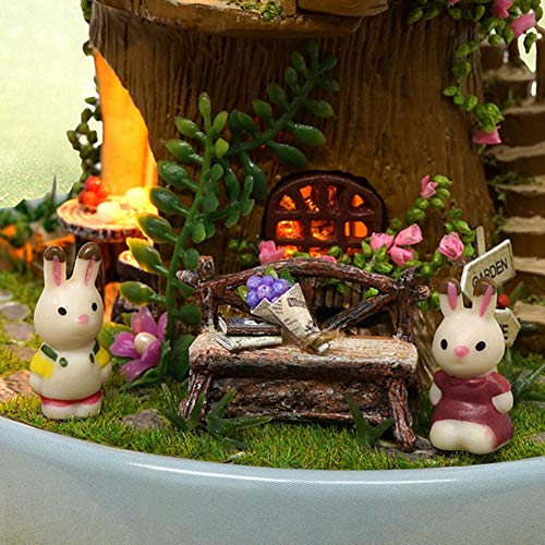 DIY Puppenhaus, niedliche DIY Wald Puppenhaus Miniatur mit rotieren Spieluhr Staubschutz LED-Licht EIN tolles Geschenk… – Bild 7