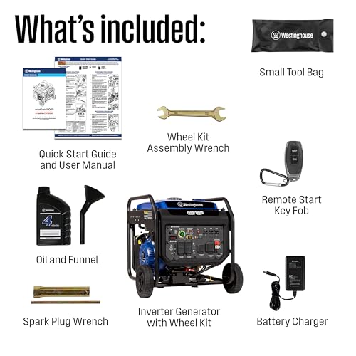 Image of Westinghouse 10000 Peak Watt Portable Open Frame Inverter Generator, Remote Electric Start with Auto Choke, Transfer Switch Ready, Gas Powered, CO Sensor