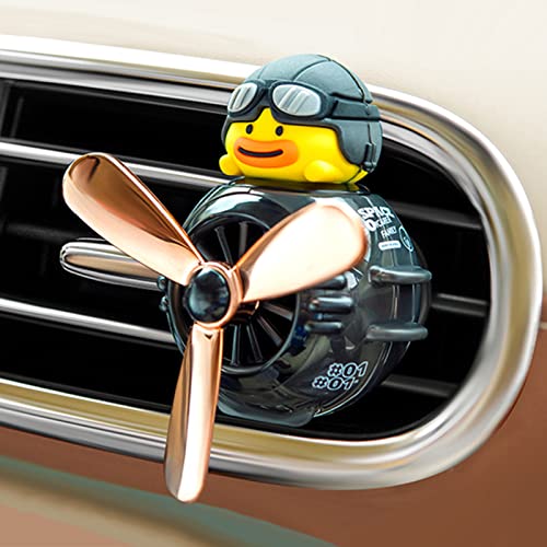 Image of 2 Pieces Car Air Fresheners, Cute Bear Pilot Car Diffuser, Propeller Air Outlet Vent Fresheners, Automotive Interiors Vent Decoration (Black+Brown)