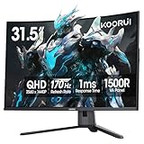 KOORUI ゲーミングモニター WQHD 32インチ 170Hz 1ms 1500R 湾曲ディスプレイ HDR対応 HDMI DisplayPort アイケア G3221SC