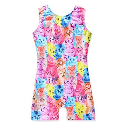 HOZIY Gymnastics Leotards for Girls Unicorn Aurora Rainbow Mermaid Dinosaur Cupcake Sparkle Biketard Toddlers Kids Children 4-5T Rainbow Cats