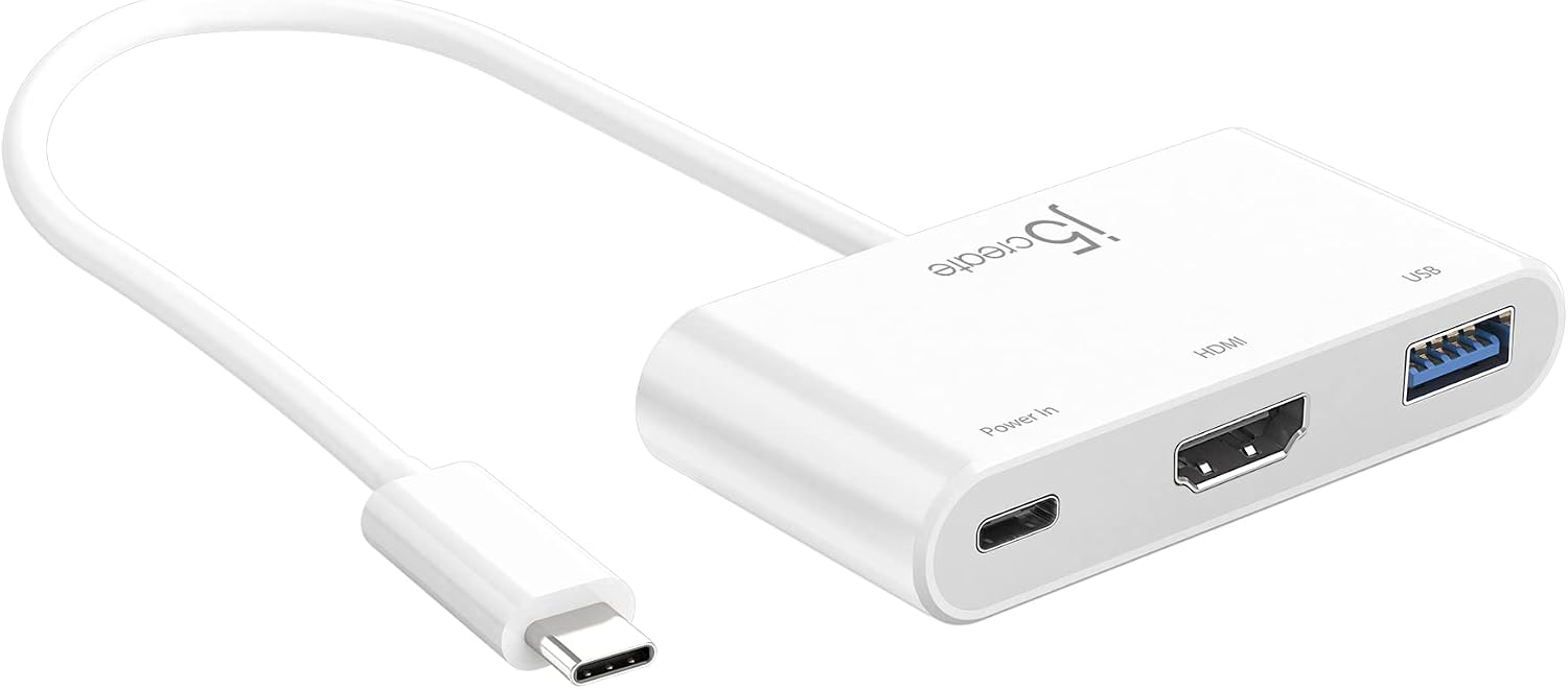 USB Type-C to 4K HDMI and USB-A 3.0 with PD 100W | Pass-Through Charging, for MacBook, Chromebook, iPad Pro or USB-C Laptop (JCA379)