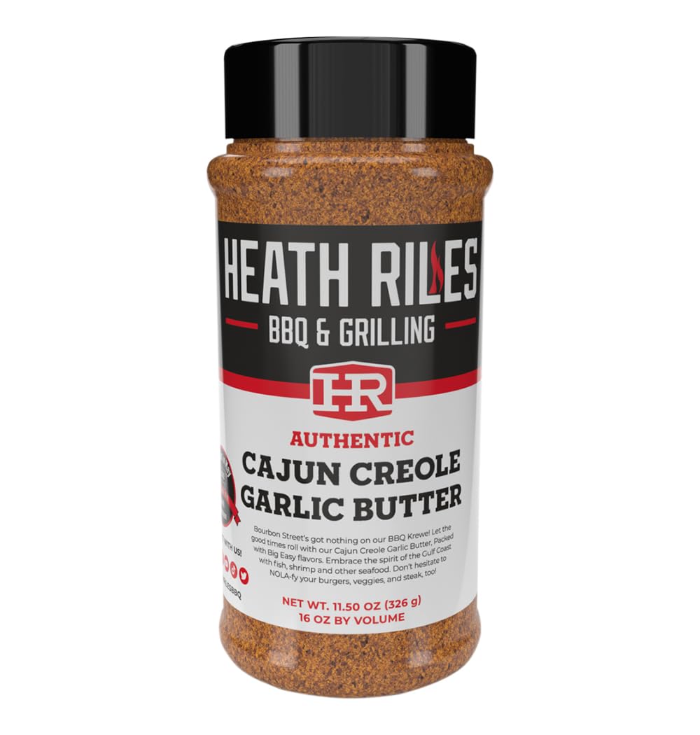 Heath Riles Cajun Seasoning Rub, Cajun-Creole, Louisiana Inspired Cajun Spice & Heat, Champion Pitmaster Recipe, 11.5 oz