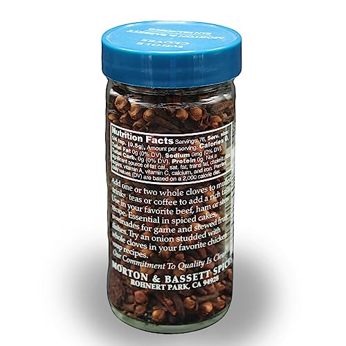 Morton & Bassett Whole Cloves, 1.3 oz – Non-GMO, Salt-Free, Bold and Aromatic Spice for Baking, Canning & Holiday Recipes