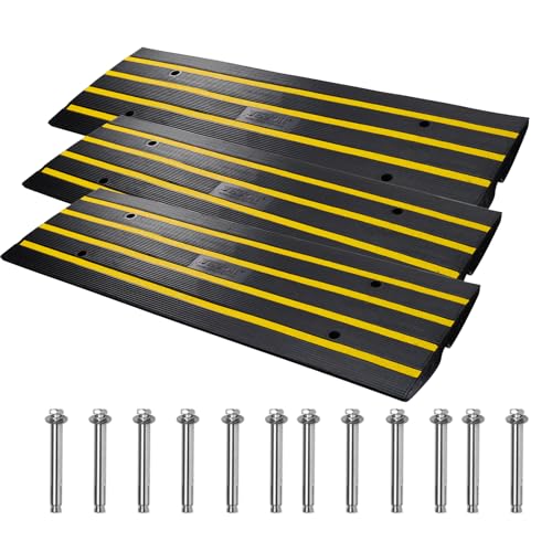 VEVOR Rubber Curb Ramp for Driveway 3 Pack, 15T Heavy Duty Sidewalk Curb Ramp, 48