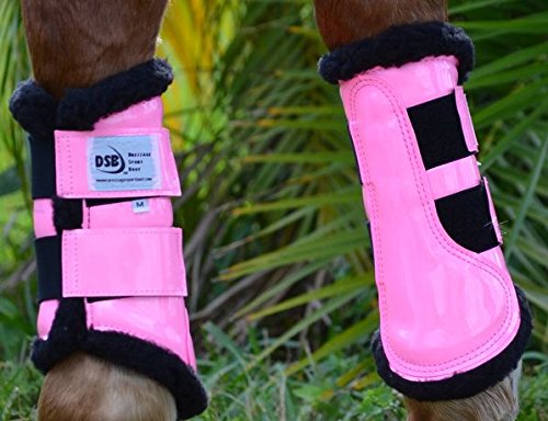Dressage Sport Boot Horse Glossy Boot, Color: Pink/Black Fleece, Size: M (DSBMPNKB)