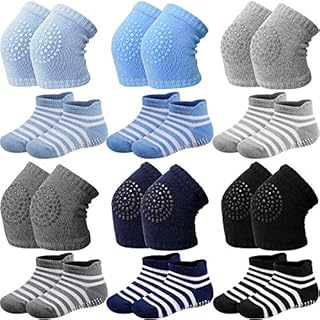 12 Pairs Baby Crawling Anti-Slip Knee Pads Non-Slip Ankle Sock Knee Pad for Baby ()