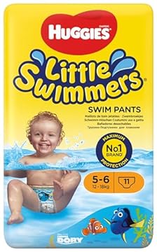 Huggies Little Swimmers - Pannolini da nuoto monouso per neonati e bambini, taglia 5-6 (12-18 kg), 11 pannolini da bagno unisex