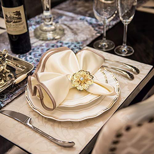 Kposiya Hollow Out Flower Napkin Ring Holder Metal Napkin Rings Set Of 20 For Wedding Party Holiday Banquet Christmas Dinner Delicate Serviette Buckles Decor Favor (20, Flower-Gold) #TOP1