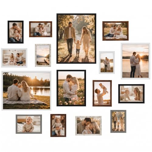 Giftgarden 16 Pack Mixed Color Picture Frames for Multi Sizes Photos, Assorted Sets...