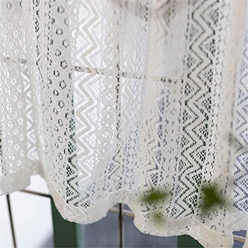Cortina de red de café para cocina con romántico bordado de encaje blanco 7