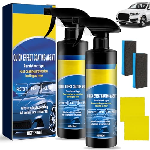 2pcs Quick Effect Coating Agent Spray 3-in-1 Hoher Schutz Schnelles Auto-Beschichtung Spray Waterless Wash 2026 Fortschrittliches Auto-Schnellbeschichtungsspray für Glanz und Schutz (120ml*2)