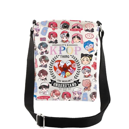 AKTAP SKZ Merch Bag SKZ Its a Kpop Thing Crossbody Bag K-Pop Lover Gifts SKZ Travel Purse SKZ K-Pop Boy Band Shoulder Bag (CB SKZ CB-HT)