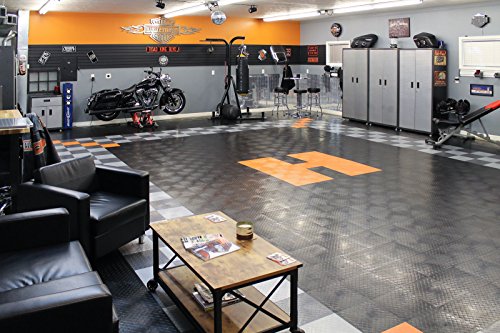 Racedeck Diamond Plate Design, Durable Interlocking Modular Garage Flooring Tile (48 Pack), Alloy #TOP6