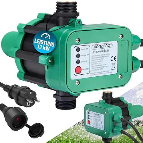 MONZANA® Druckschalter Wasserpumpe mit Kabel 10 Bar Trockenlaufschutz Pumpensteuerung Hauswasserwerk Druckwächter Gartenpumpe Drucktaster