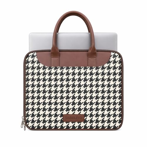 Image of Tabelito Designer Printed Laptop Sleeve for Women (13-15.6 Inch) | Jute & Vegan Leather Office Handbag | Lightweight Stylish Work Bag with Handle