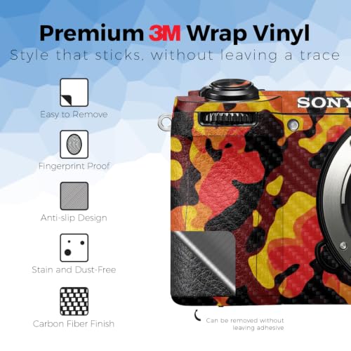 Image of Carbon Fiber Camera Skin Compatible with Sony A6700 Mirrorless Camera (2023) - Warm Modern Camo - Premium 3M Vinyl Protective Wrap Decal Cover - Easy to Apply | Crafted in the USA by MightySkins