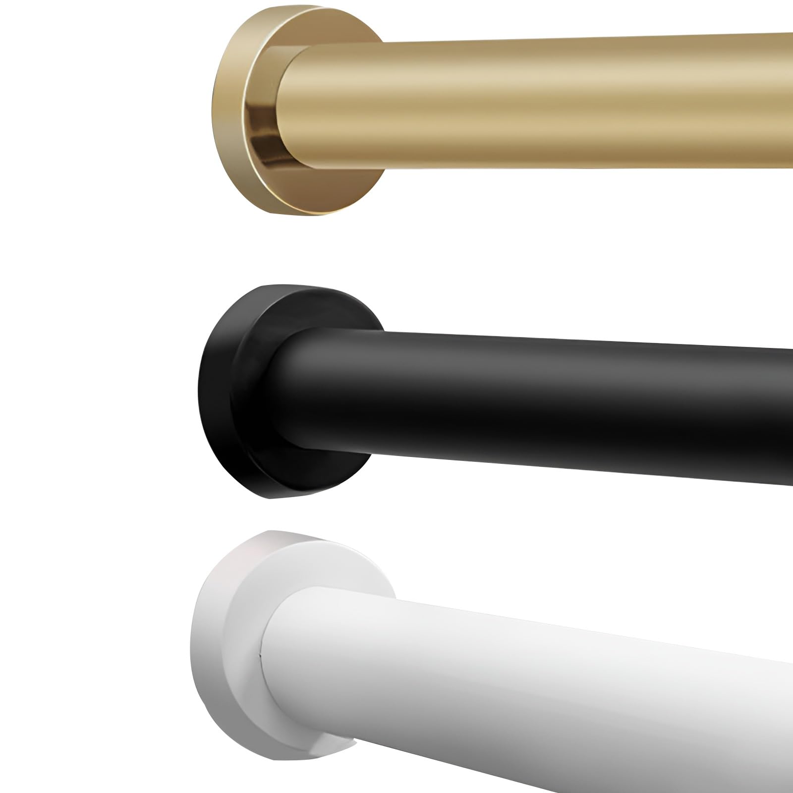 Spring Curtain Rod, Heavy Duty Shower Curtain Pole, Tension Drapery Rods For Bathroom, Stainless Steel, Waterproof, Non-Slip(White,120-220cm)