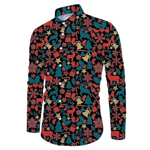 T-shirt manches longues homme Noël 3D à offrir en taille 3XL rose