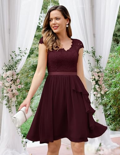 Image of Wedtrend Women's Bridesmaid Dresses Short Prom Dress Ruffle Semi Formal Cocktail Dresses Floral Homecoming Dress