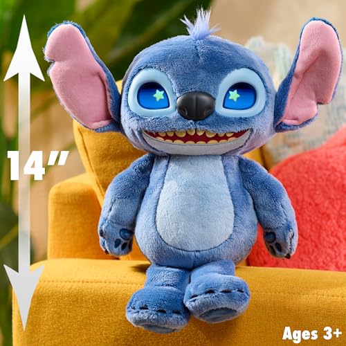 Disney Stitch Many Moods 14-inch Interactive Plush, 50+ Sounds & Phrases, LCD Eyes, Inspired by Disney's new Live-Action Lilo & Stitch Movie, Toy for Fans, Girls, Boys, Kids 3+ by Just Play by Just Play - Image 6