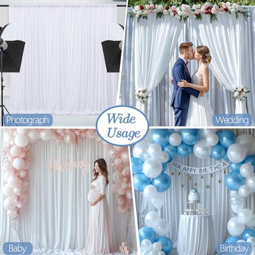 10x10ft Wrinkle Free White Backdrop Curtain for Parties Soft Fabric Drapes Wedding White Curtain Backdrop for Birthday Party Decorations Background for Photography 5x10ft, 2 Panels - Image 7