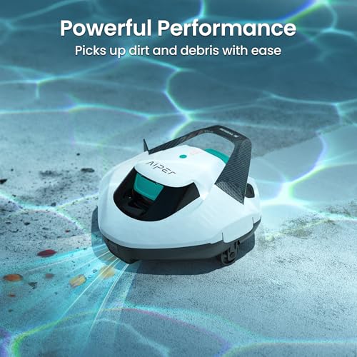 Image of (2026 Upgrade) AIPER Seagull SE Cordless Robotic Pool Cleaner with 100 Mins Runtime, Powerful 1320GPH Suction,Smart Self-Parking, Pool Vacuum for Above Ground Pools up to 860 Sq.ft, Snow White & Cyan