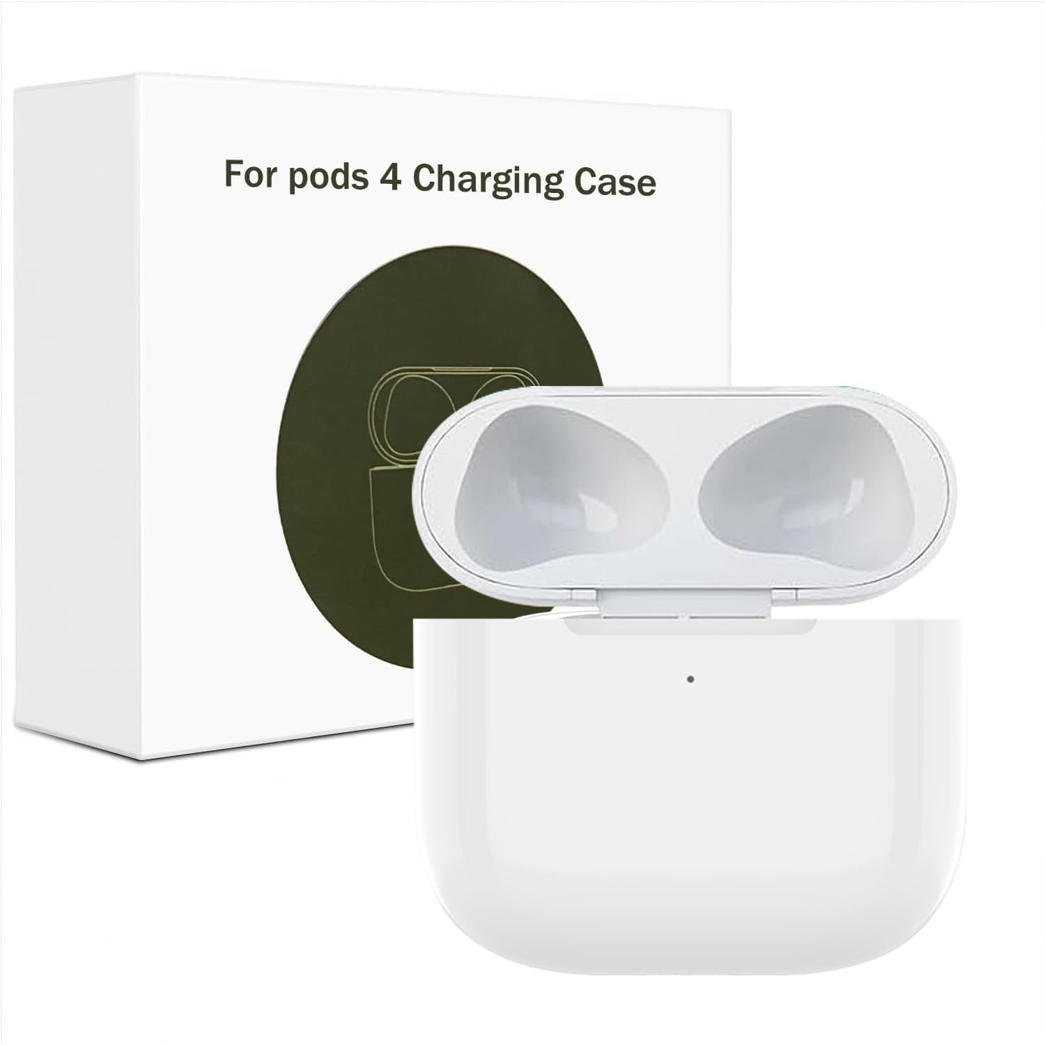 Custodia di ricarica wireless di ricambio compatibile con AirPods 4 (2024), custodia di ricarica wireless con pulsante di sincronizzazione Bluetooth da 670 mAh, batteria integrata (senza cuffie)(Y35)