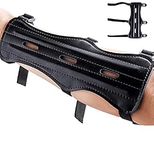 Futaba Leather 3 Strap Archery Arm Safety Guard - Black
