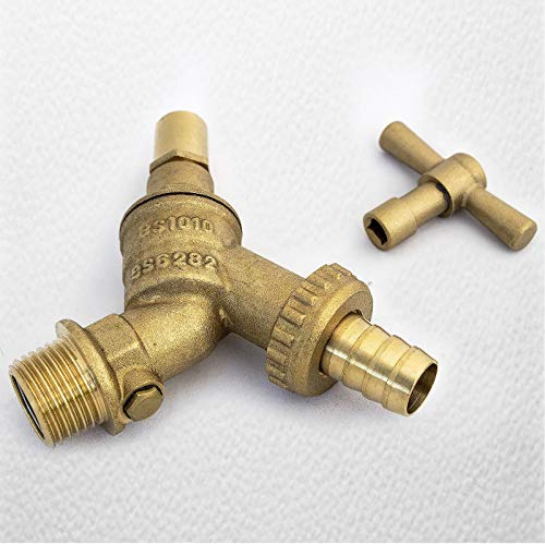 Lockshield 1/2" Hose Union Bib Tap Outside Garden Tap including DCV secure against water loss