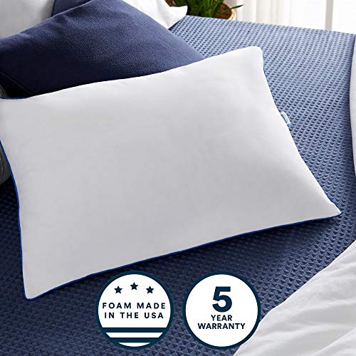 Sleep Innovations 2-in-1 Ventilated Gel Memory Foam Standard Pillow with Down Alternative Fiber Fill and Cotton Cover, Made in The USA with a 5-Year Warranty