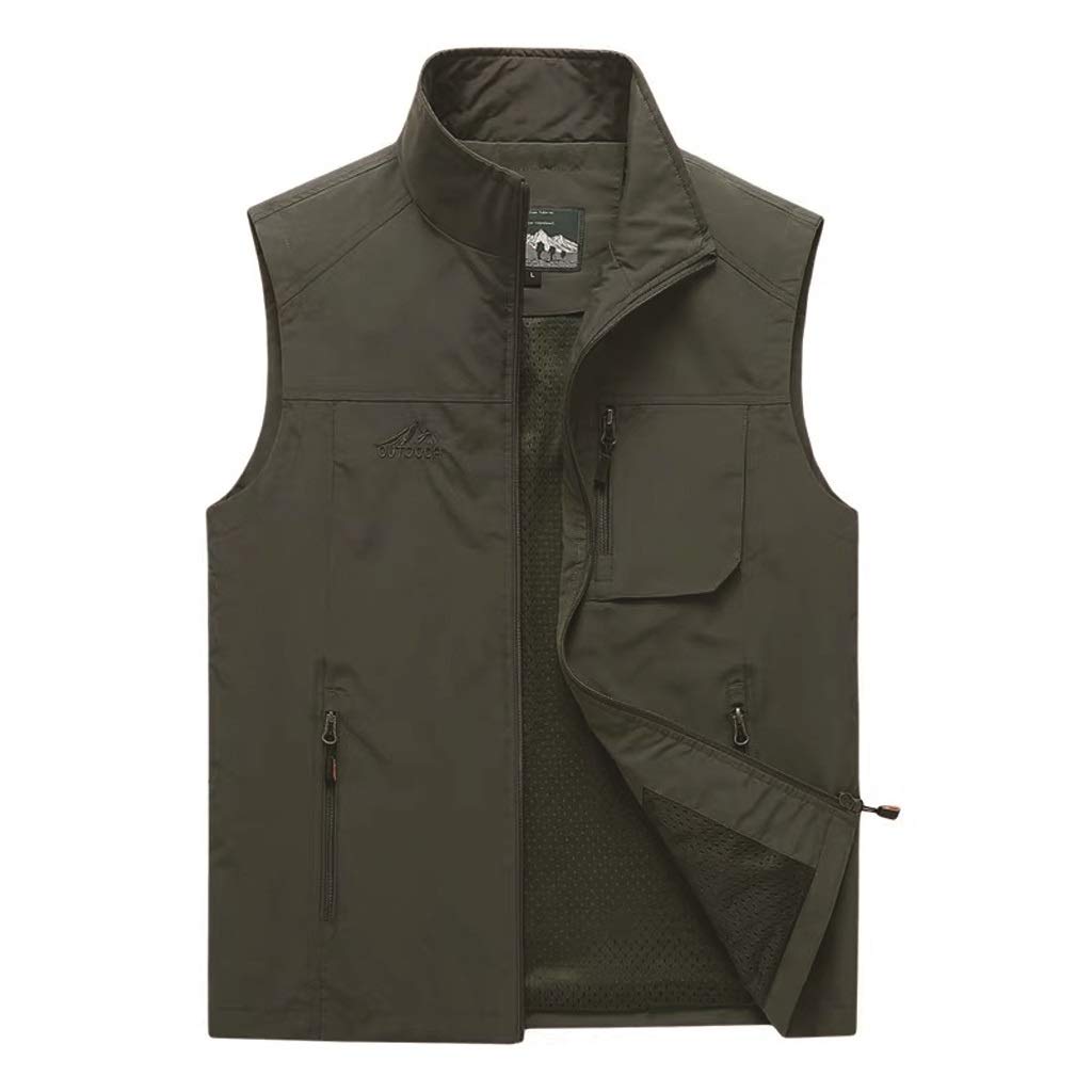 EPANO T-Shirt da Pesca da Uomo, da Uomo, da Uomo, da Uomo, da Uomo, da Uomo, da Uomo, da Uomo, da Uomo, da Uomo, da Uomo, da Uomo Gilet in Rete Multitasche (Color : ArmyGreen, Size : 3XL)