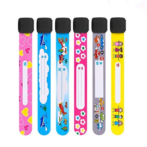 Xrten 6 Piezas Pulseras de identificación Infantiles Reutilizable y Resistente al Agua, Pulsera de Emergencia para niños, Estilo Aleatorio
