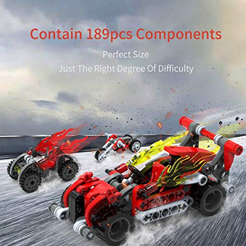 image for Sawaruita Motorcycle and Vehicles Building Blocks Set, 6-in-1 Flame Ra