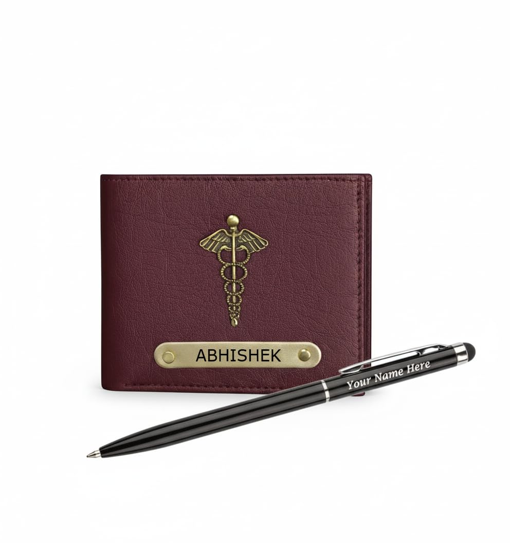 Personalized Leather Wallet for Men | Leather Passport Cover Holder for Men & Women | Customized Gifts with Name & Charm | Gift for Boys, Husband, Brother (Wallet, Jet Brown Wallet with Free Pen)