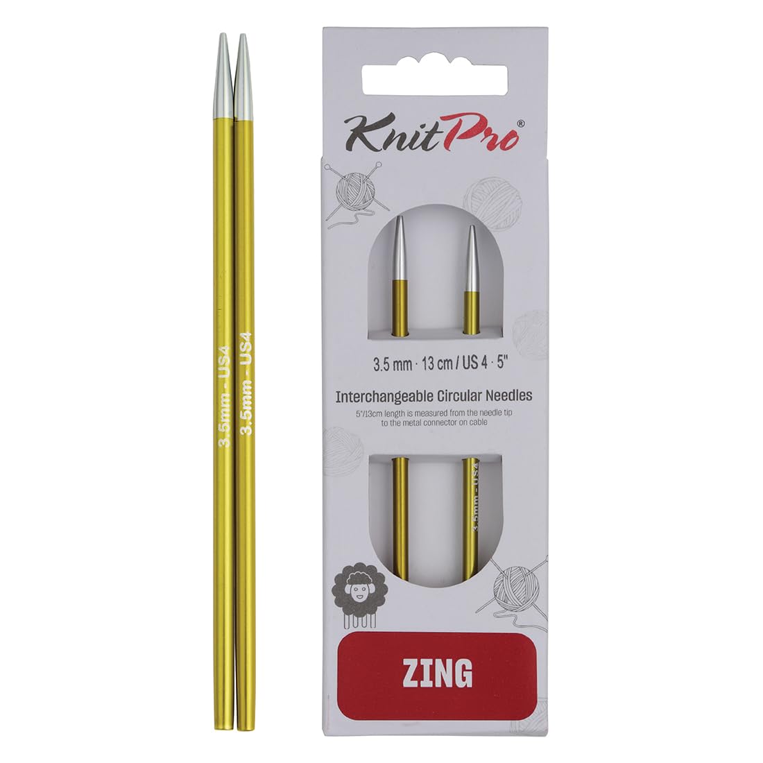 KnitPro Zing Interchangeable Circular Needles 5" (13cm) | 3.50mm