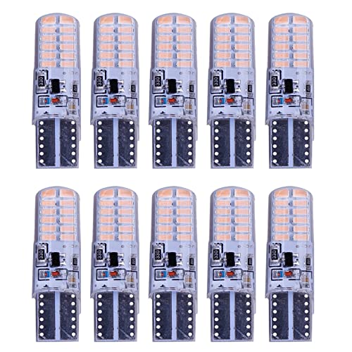 PNNNU 10Pcs W5W T10 Strobe Flash LED Silicone Gel Light 194 168 3014 24SMD Strobe Flash Two Modes of Operation Car Light Bulbs 12V,White