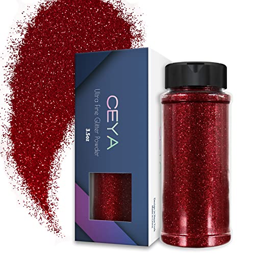 Ceya Ultra Fine Glitter Powder 3.8oz/ 110g Berry Red Glitter 1/128” 0.008” for Slime Epoxy Resin Tumbler Nail Art Festival Makeup Halloween Christmas Decorations Wedding Cards