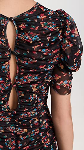 Robe midi Briella imprimé noir et violet taille S en coupe fluide