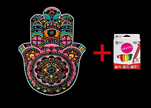 Terciopelo colorvelvet para colorear con caja de rotuladores (Mano de Fátima)