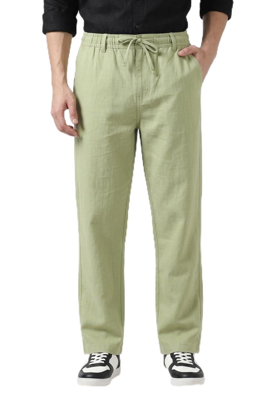 Men's Linen Cotton Relaxed Fit Casual Trousers – Lightweight Breathable Everyday Pants-picture-11