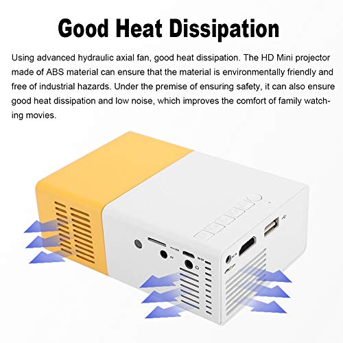 Mini LED projector, HD HDMI AV USB TF Multimedia speler 600LM 3,5 mm audio Draagbare filmprojector Ondersteuning voor aanwezige kinderen, Feestspel, Outdoor entertainment(Wit Geel EU) - Image 7