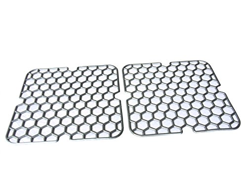 Spülbecken Einlage eckig weich 28cm 2 Stück -K&B Vertrieb- Spülbeckeneinlage Spüleinlage Spülbeckenmatte Spüle Einlage Gitter 059 (silber) Cover