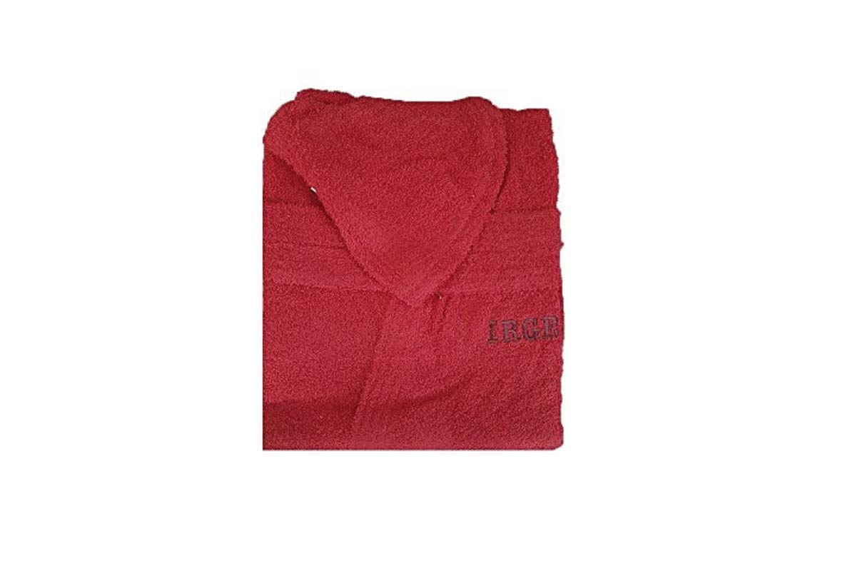 Irge Albornoz con capucha de rizo 100% algodón, color liso para hombre y mujer, unisex (XL, burdeos)