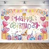 ハート バースデー タペストリー ハート 誕生日 飾り付け タペストリー おしゃれ 誕生日 壁掛け 写真背景 ハート Happy Birthday パーティー フォトポスター 女の子 おうちスタジオ 180x120cm