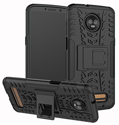 Moto Z3 Case, Moto Z3 Play Case, Yiakeng Dual Layer Shockproof Wallet Slim