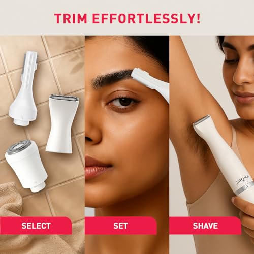 Image of Sirona 4-IN-1 Face & Body Trimmer for Women | Body Trimmer & Shaver, Eyebrow Trimmer | Painless Hair Removal for Arms, Underarms, Legs & Bikini | Electric Razor | 90 Minutes Runtime