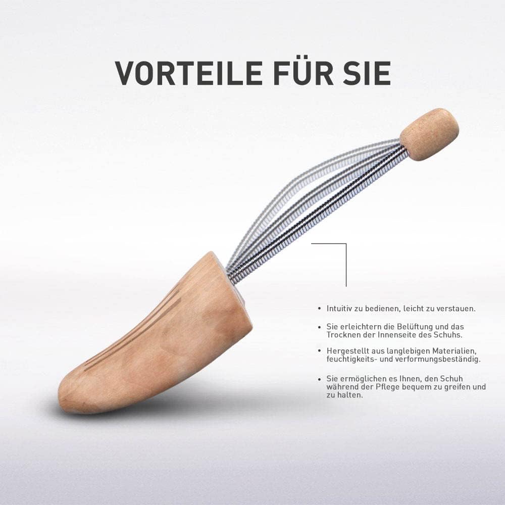 Coccine - Horma para zapatos de madera, extrafuerte, con muelle de acero, protector de madera natural, separadores para todos los zapatos, protección contra torceduras