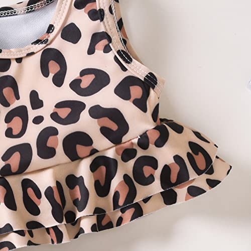 Aalizzwell Toddler Baby Girls Swimsuit Two Piece Cheetah Ruffle Bathing Suit Bikini Tops Bottoms Swimming Suit Swimwear Beach Wear Leopard Khaki 18-24 Months thumb #3