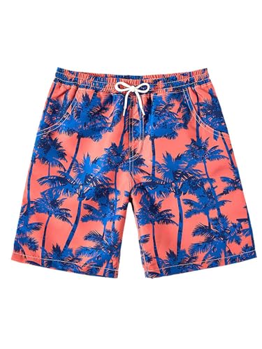 Moily Kids Boys Swim Trunks Printed Drawstring Waistband Beach Hawaii Shorts Surfing Boardshorts